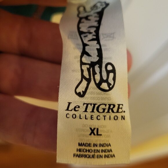 Vintage Le Tigre Collection T Shirt Mens XL Teal Pink Wave Short Sleeve Big Logo - Picture 5 of 10